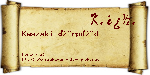Kaszaki Árpád névjegykártya